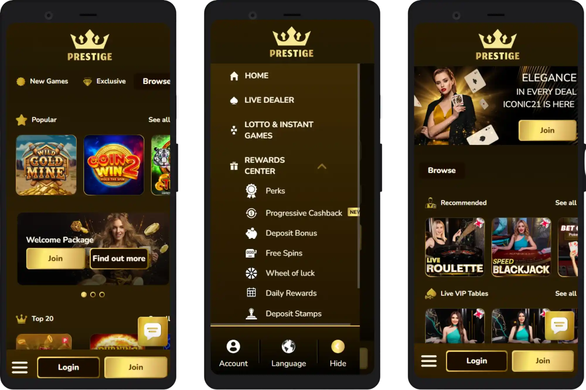 Prestige Casino mobile version – enjoy slots, live games and bonuses on your smartphone or tablet